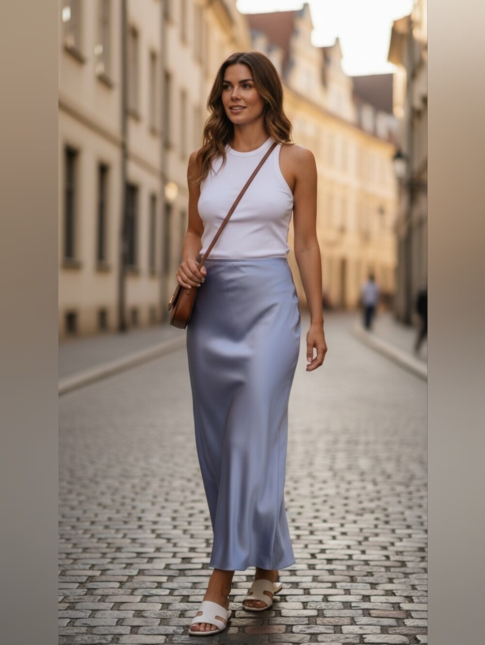 Refined Steel Blue High-Waist Pencil Skirt - Picture 6 of 6